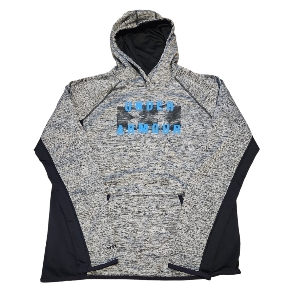 Under Armour Women's Coldgear Loose Fit Black Gray White Blue Hoodie, medium